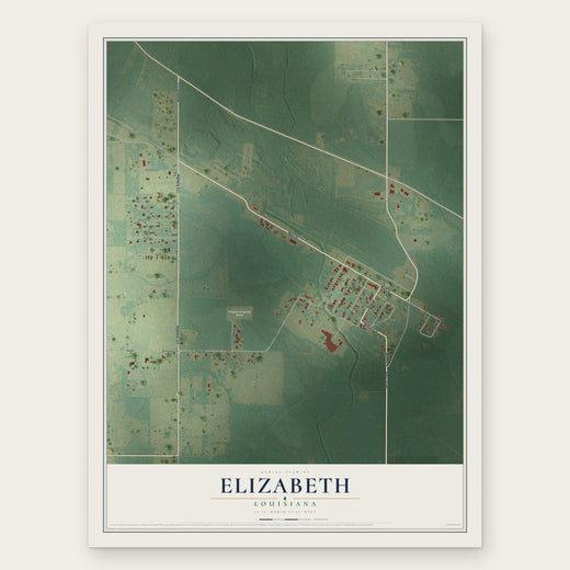 Elizabeth, Louisiana map print, the full design