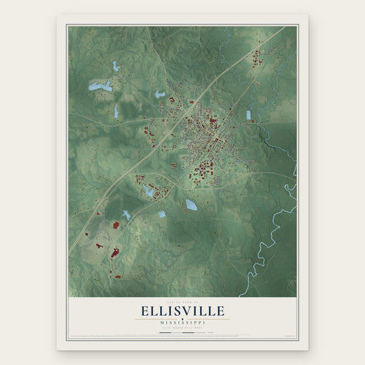 Ellisville, Mississippi map print, the full design