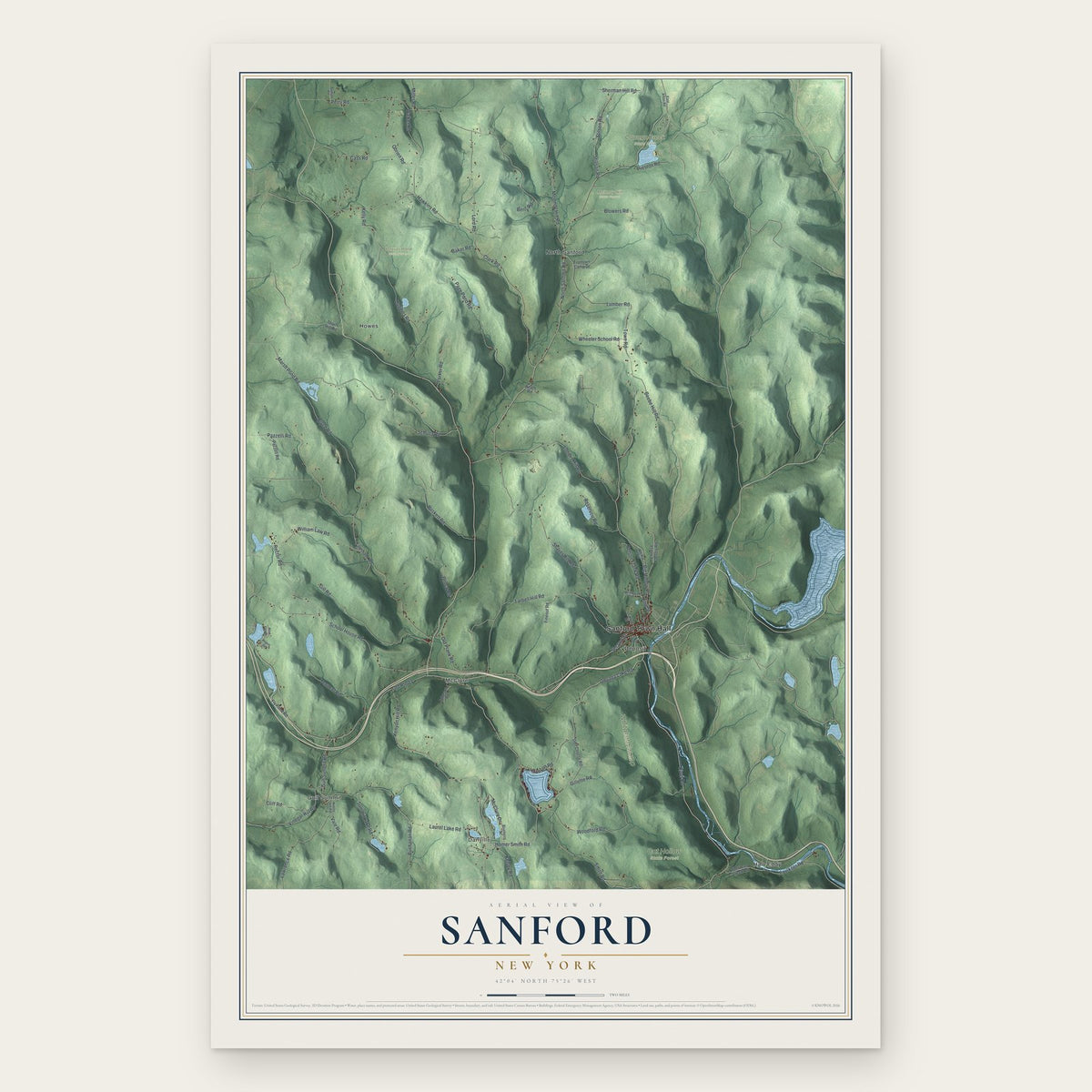 Sanford, New York map print, the full design
