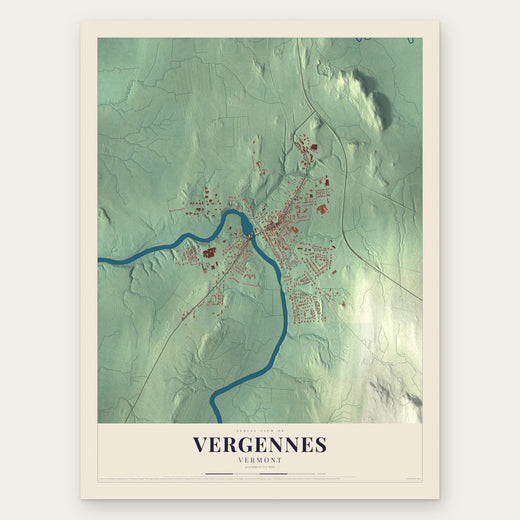 Vergennes, Vermont map print, the full design