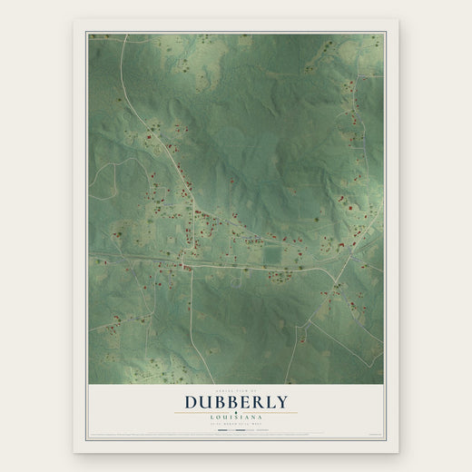 Dubberly, Louisiana map print, the full design