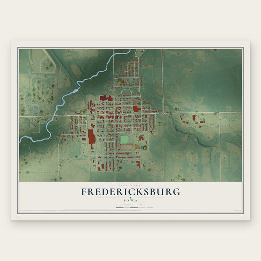 Fredericksburg, Iowa map print, the full design