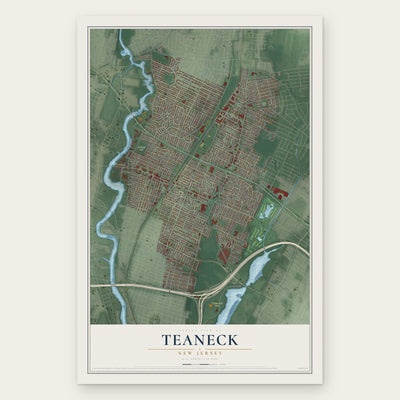 Teaneck, New Jersey map print, the full design