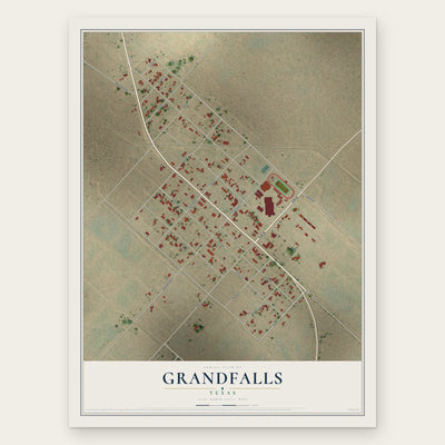 Grandfalls, Texas map print, the full design