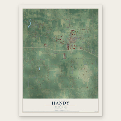 Handy, Michigan map print, the full design