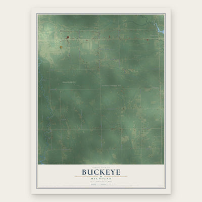 Buckeye, Michigan map print, the full design