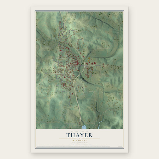 Thayer, Missouri map print, the full design