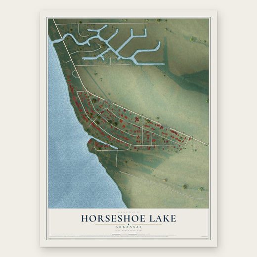 Horseshoe Lake, Arkansas map print, the full design