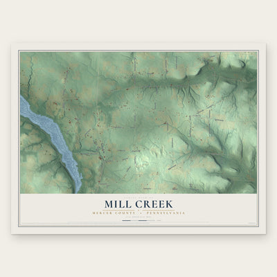 Mill Creek, Mercer County, Pennsylvania map print, the full design
