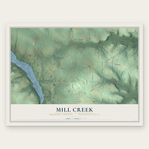 Mill Creek, Mercer County, Pennsylvania map print, the full design