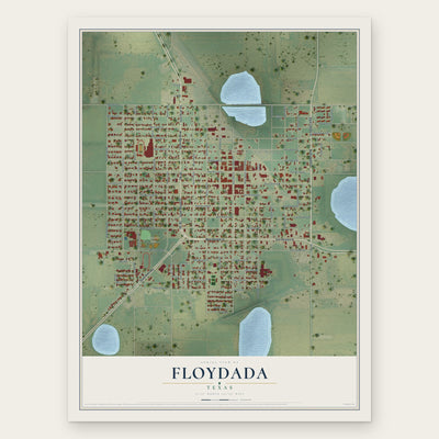 Floydada, Texas map print, the full design