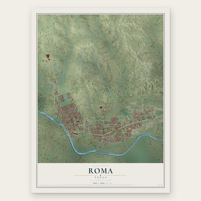 Roma, Texas map print, the full design