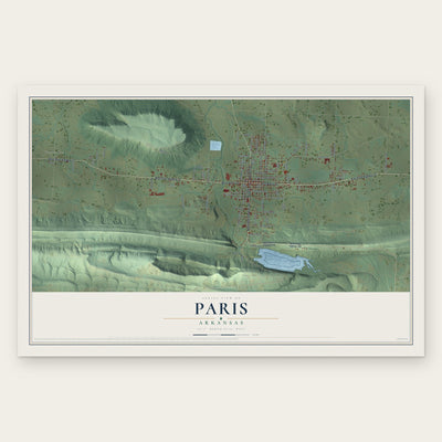 Paris, Arkansas map print, the full design