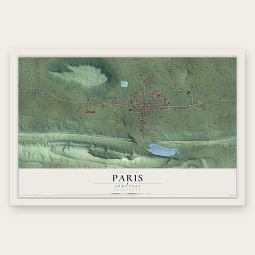 Paris, Arkansas map print, the full design