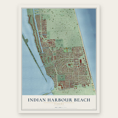 Indian Harbour Beach, Florida map print, the full design