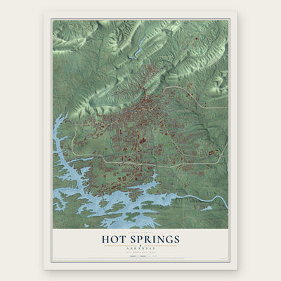 Hot Springs, Arkansas map print, the full design