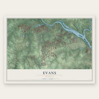 Evans, Georgia map print, the full design