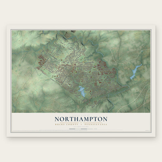 Northampton, Bucks County, Pennsylvania map print, the full design