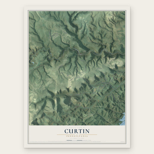 Curtin, Pennsylvania map print, the full design