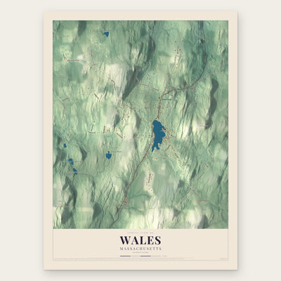 Wales, Massachusetts map print, the full design