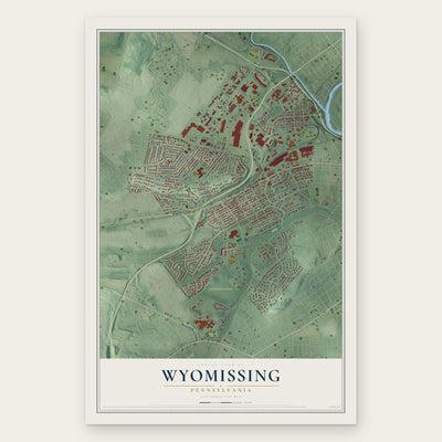 Wyomissing, Pennsylvania map print, the full design