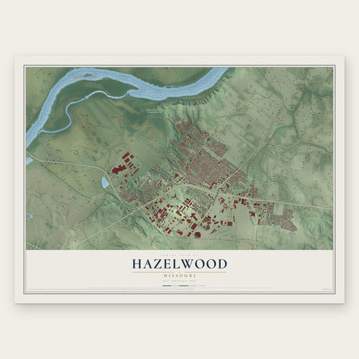 Hazelwood, Missouri map print, the full design