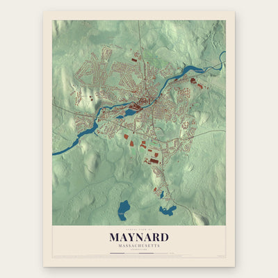 Maynard, Massachusetts map print, the full design