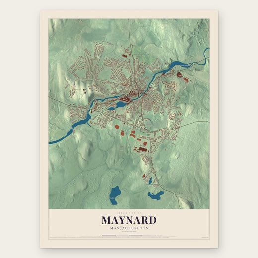 Maynard, Massachusetts map print, the full design