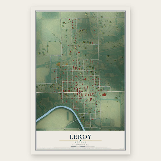 LeRoy, Kansas map print, the full design