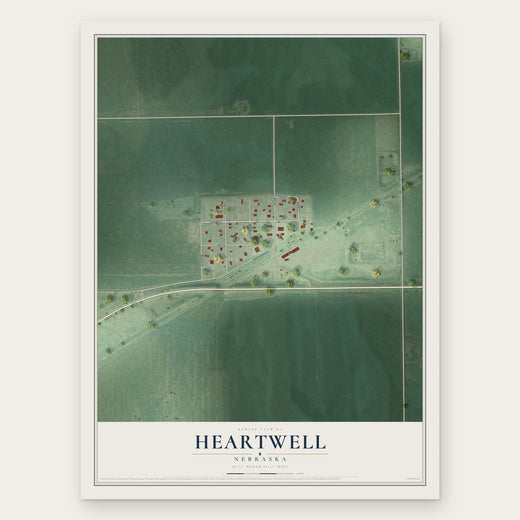 Heartwell, Nebraska map print, the full design