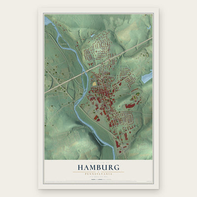 Hamburg, Pennsylvania map print, the full design