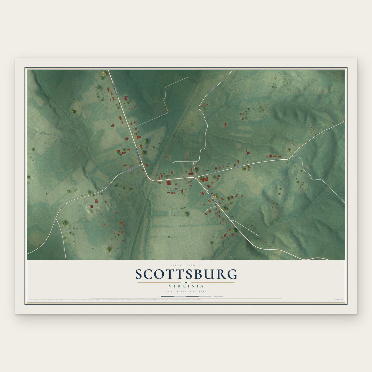 Scottsburg, Virginia map print, the full design