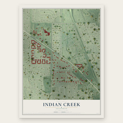 Indian Creek, Illinois map print, the full design