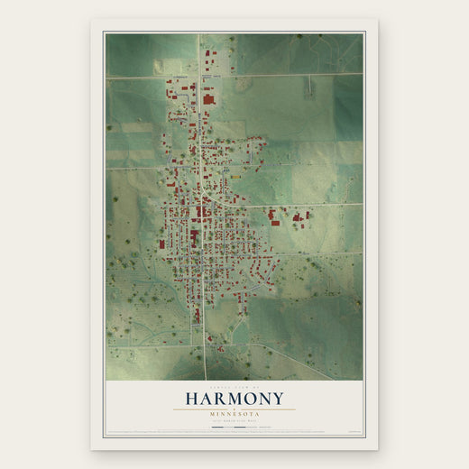 Harmony, Minnesota map print, the full design