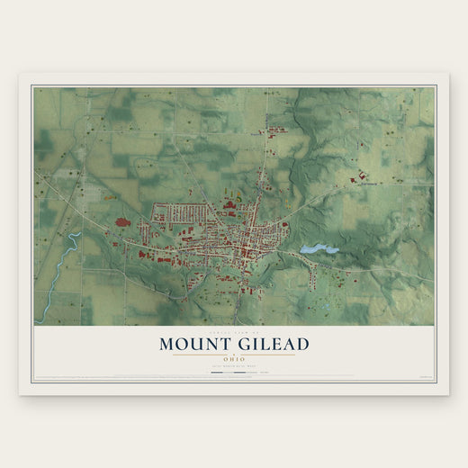 Mount Gilead, Ohio map print, the full design