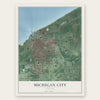 Michigan City, Indiana map print, the full design
