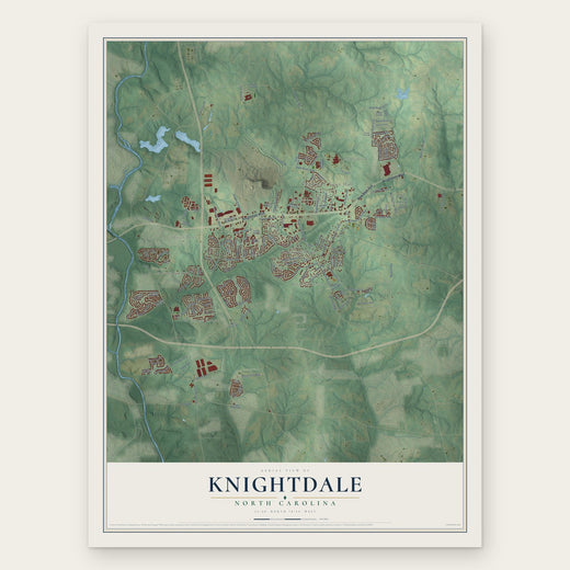 Knightdale, North Carolina map print, the full design