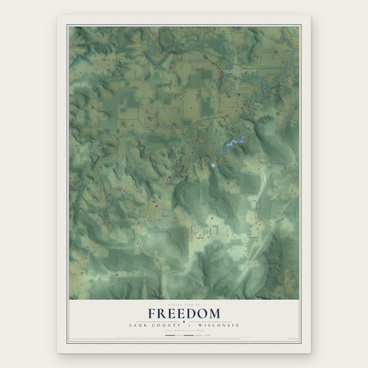 Freedom, Sauk County, Wisconsin map print, the full design