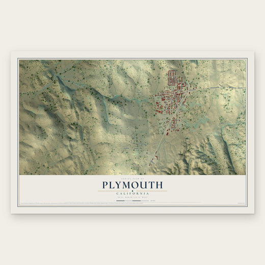 Plymouth, California map print, the full design