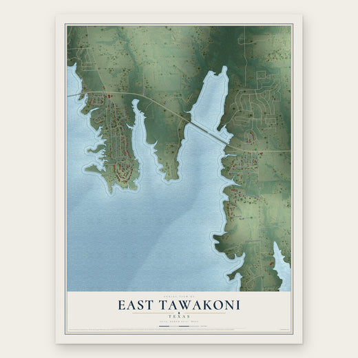 East Tawakoni, Texas map print, the full design