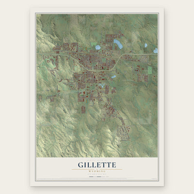 Gillette, Wyoming map print, the full design