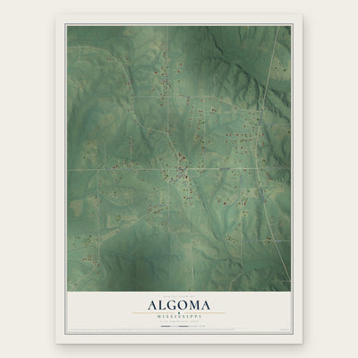 Algoma, Mississippi map print, the full design