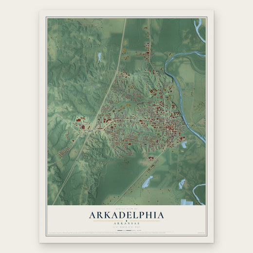 Arkadelphia, Arkansas map print, the full design
