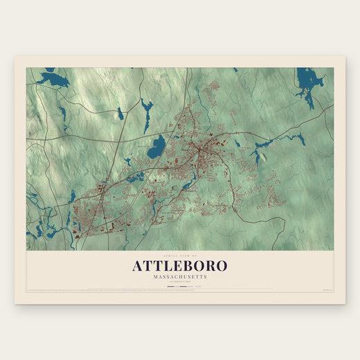 Attleboro, Massachusetts map print, the full design