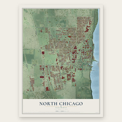 North Chicago, Illinois map print, the full design