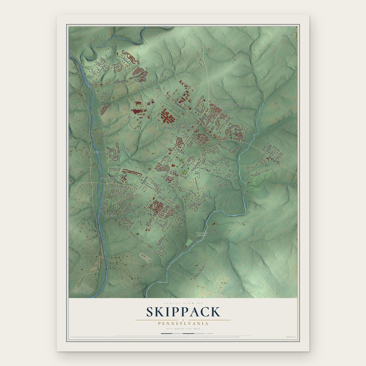 Skippack, Pennsylvania map print, the full design