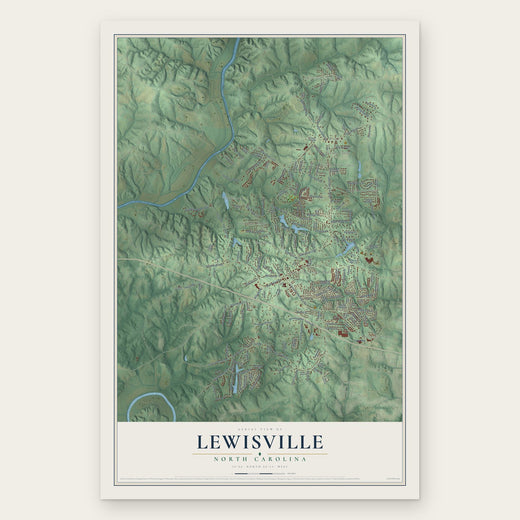Lewisville, North Carolina map print, the full design
