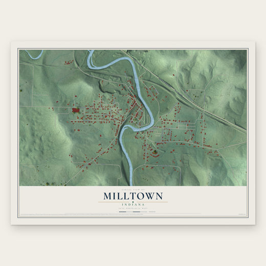 Milltown, Indiana map print, the full design