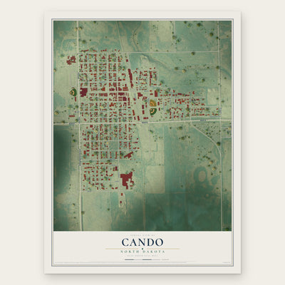 Cando, North Dakota map print, the full design