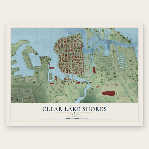 Clear Lake Shores, Texas map print, the full design